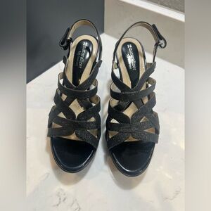 Naturalizer Women’s Shoes Size 7.5 Black Glitter Strappy Heels